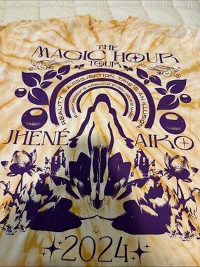 Jhené Aiko The Magic Hour Tour 2024 Tie-Dye Wall Tapestry - Purple on Cream